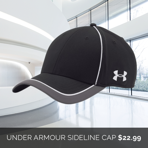 Grab attention with your company's branded gifts with the Under Armour Sideline Cap